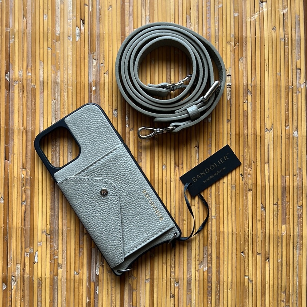 Bandolier iPhone 12 Pro Max leather crossbody case in Taupe